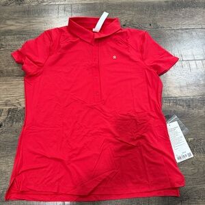 Lululemon quick dry short sleeve polo shirt - straight hem size 14 nwt